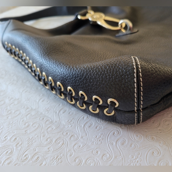 Dooney & Bourke black gold Whipped Stitched Hobo Shoulder Bag - Picture 7 of 16